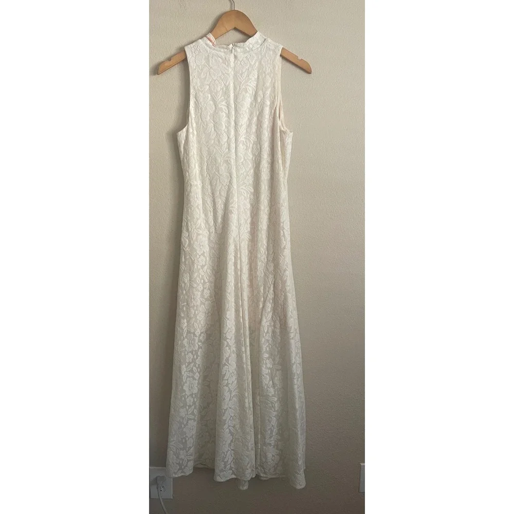 NWT Skies Are Blue Cream Sheer Floral Lace Crochet Maxi Dress Medium Boho Bridal - Picture 3 of 8